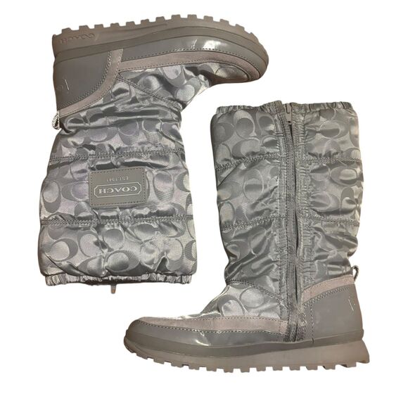 Coach Gray Winter Boots-Signature Print Style Demure A7013- Size 7 - Picture 2 of 9